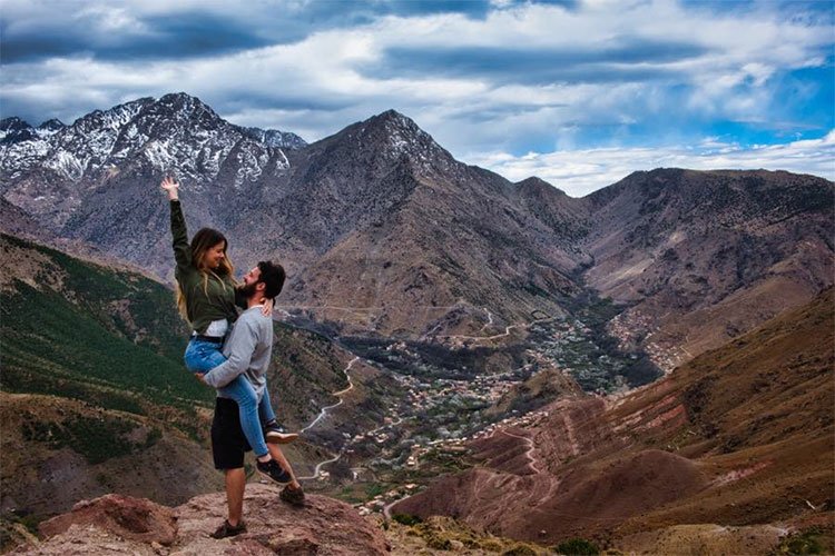 Couple exploring the Atlas Mountains in Morocco