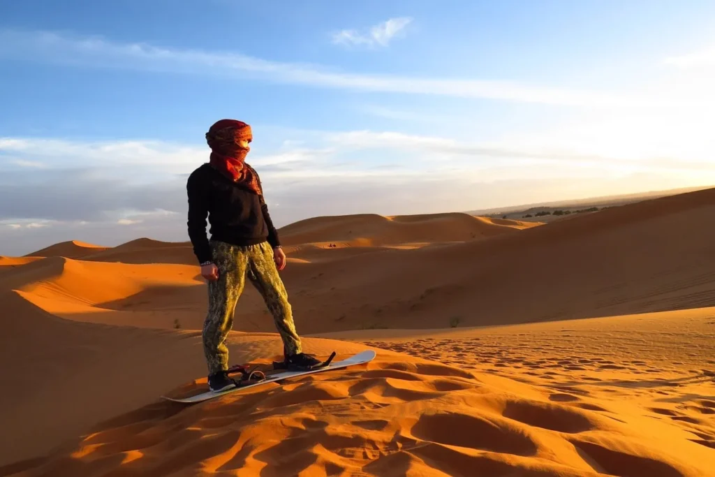 Sandboarding in Zagora Desert