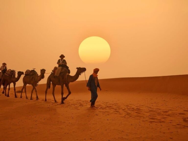 Sunset camel ride in Merzouga